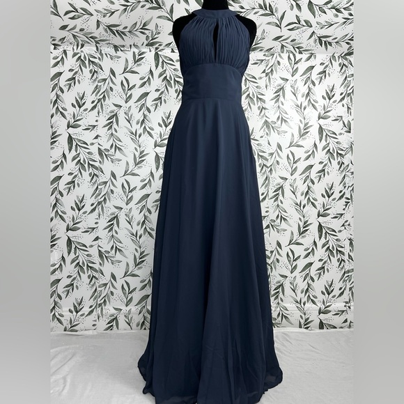 Dresses & Skirts - Elegant Navy Blue Evening Gown Bridesmaid Wedding Gala Sz S 4 Maxi NWT #8 Prom